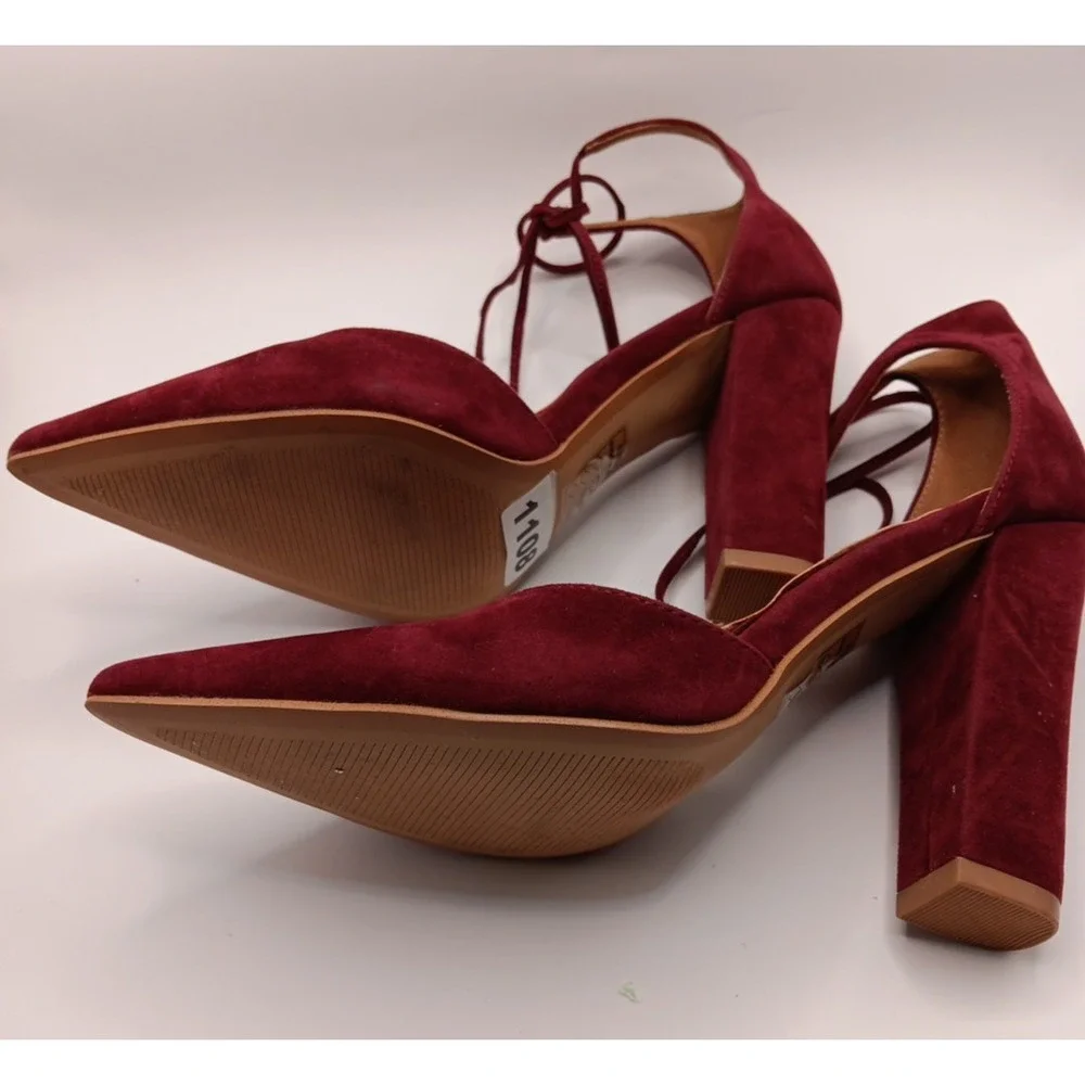 Lola Shoetique Women's Block Heel Ankle Tie‎ Shoes Size 10 Red